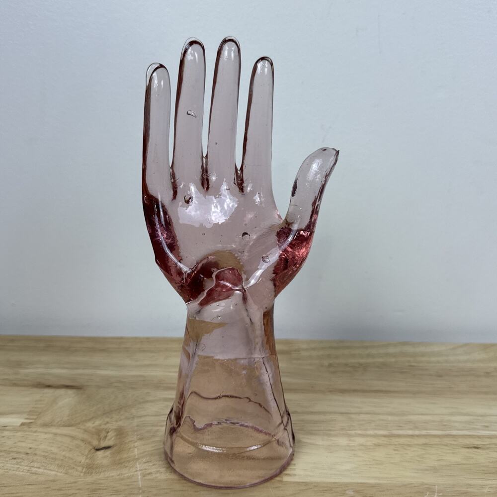Vintage Baby Pink Depression Glass Hand Ring Mannequin Display 8” - Picture 6 of 8